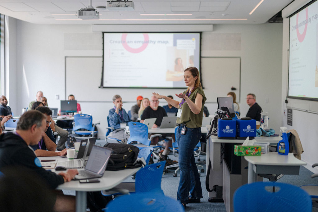 Jill Heinze leading an AI workshop